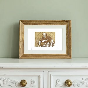 Grabado vintage original en miniatura: auténtico arte gráfico en miniatura