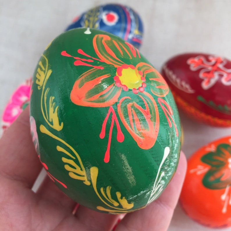 Original Ukrainian Folk art Ukrainian Wooden Easter Eggs Set of 7 Hand painted Pysanki Easter Eggs Easter Home Decor Happy Easter Gifts