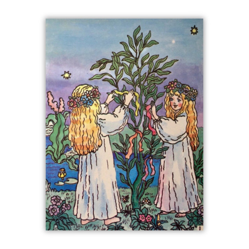 ORIGINAL Ukrainian Folk Art Kids Poster Nursery linoprint poster the 1970 Vintage children/'s room decor Vintage children/'s cute wall art