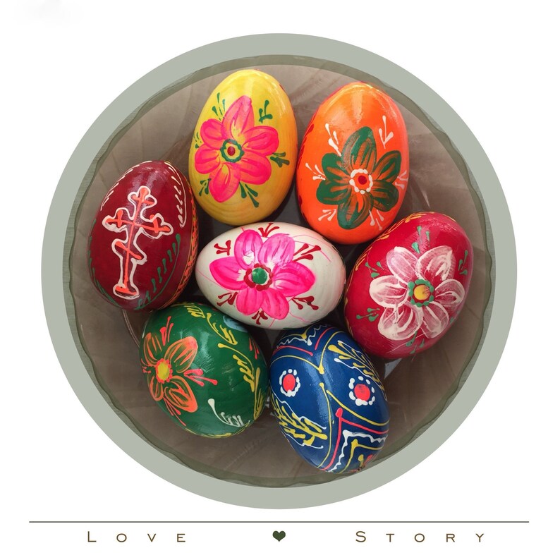 Original Ukrainian Folk art Ukrainian Wooden Easter Eggs Set of 7 Hand painted Pysanki Easter Eggs Easter Home Decor Happy Easter Gifts