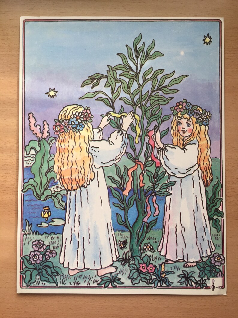 ORIGINAL Ukrainian Folk Art Kids Poster Nursery linoprint poster the 1970 Vintage children/'s room decor Vintage children/'s cute wall art