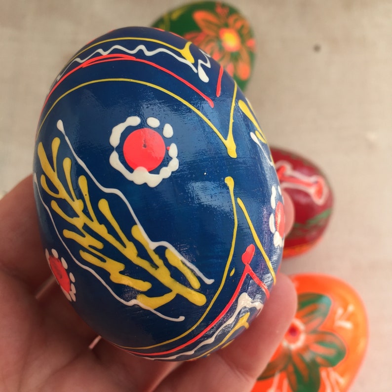 Original Ukrainian Folk art Ukrainian Wooden Easter Eggs Set of 7 Hand painted Pysanki Easter Eggs Easter Home Decor Happy Easter Gifts