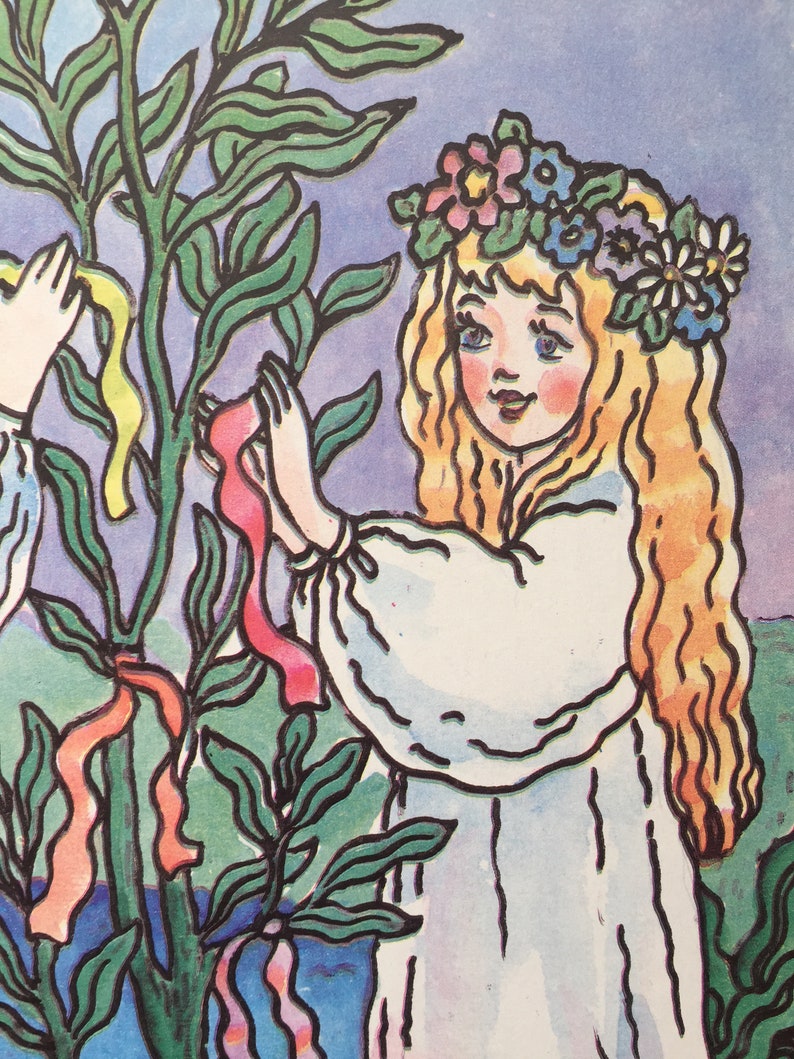 ORIGINAL Ukrainian Folk Art Kids Poster Nursery linoprint poster the 1970 Vintage children/'s room decor Vintage children/'s cute wall art