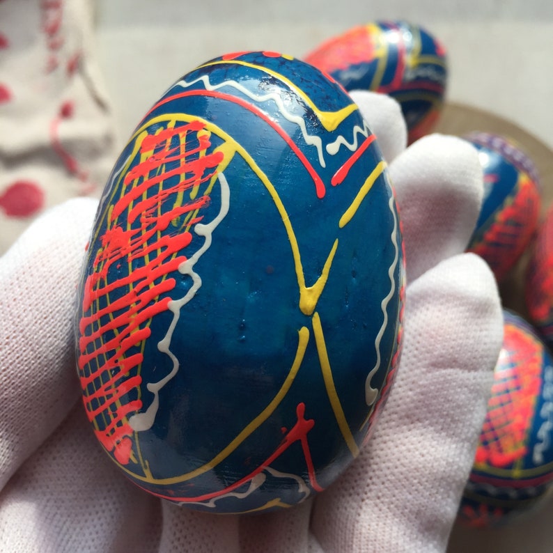 Happy Easter Gifts Blue Color Easter Home Decor Ukrainian Wooden Easter Egg Hand Painted Pysanki Easter Egg Original Ukrainian Folk Art Home Living Ornaments Accents Vadel Com