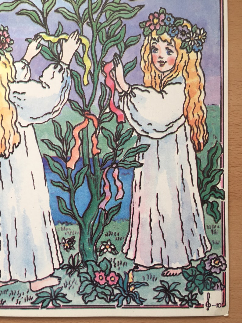 ORIGINAL Ukrainian Folk Art Kids Poster Nursery linoprint poster the 1970 Vintage children/'s room decor Vintage children/'s cute wall art