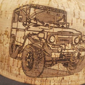 HATSOFCORK Vintage FJ40 land cruiser laser etched into cork Hat