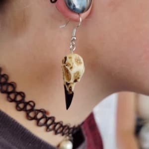 Raven Skull Earrings 3D Printed - Gothic Earrings - Punk Earrings