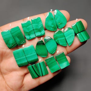 Malachite Pairs Gemstone, AAA+ Quality Semi-Precious Stone Perfect for Jewelry Making, Healing Purpose and Jewelry Crafting.