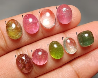 Natural Tourmaline Cabochon 9–11mm – AAA+ Quality Healing Gemstone for Jewelry Making & Craft Projects