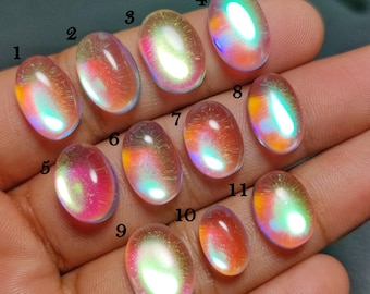 Aura Quartz Cabochon Gemstone, AAA+ Quality, Semi Precious Stone, Rainbow Aura Quartz, Cabochon for Handmade Jewelry, Healing Gemstone