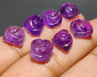 Hand Carved Amethyst Gemstone, AAA+ Quality Semi Precious Stone for Handmade Jewelry, Healing Crystals, DIY Jewelry Supplies