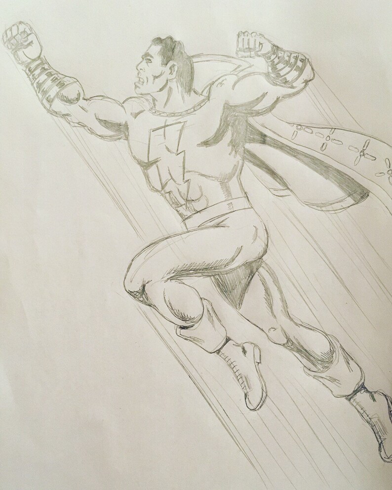 Framed Shazam pencil drawing A4 | Etsy