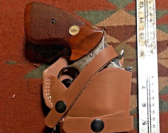 Leather Field Holster Fits S&W 586 686 66 19 10 Ruger GP100 Taurus 627 Colt Python King Cobra 4&quot; Barrel