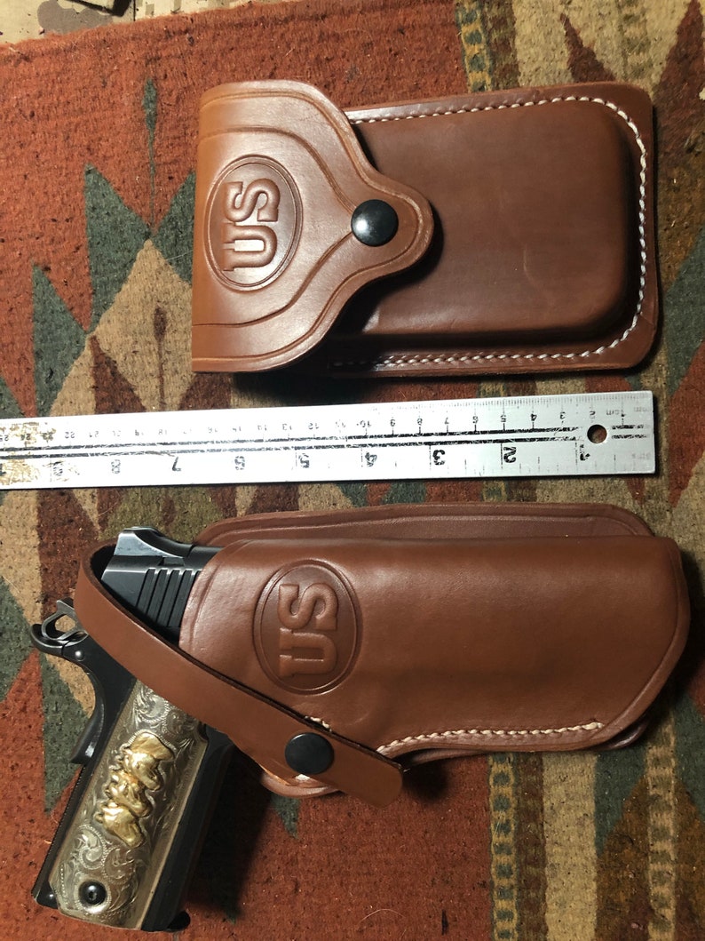 Western Leather Holster & Magazine Pouch Fits Colt Model 1911 Springfield Ruger Remington RIA Citadel Kimber image 2