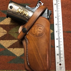 Western Leather Wild Bunch Style Holster Fits Colt Springfield Ruger RIA Remington Taurus 45 Model 1911