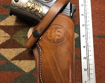 Western Leather Wild Bunch Style Holster Fits Colt Springfield Ruger RIA Remington Taurus 45 Model 1911