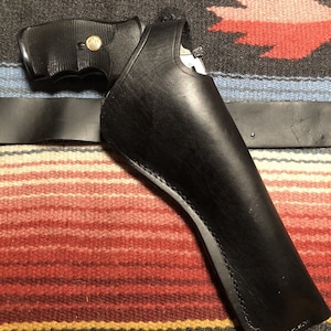 Black Leather Two Position Holster Cross Draw Fits Ruger GP100 Taurus Tracker 66 627 S&W 686 6&quot;