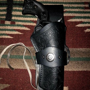 FITS Heritage Rough Rider Ruger Wrangler & Single Six Revolver Western Drop Holster Black Leather