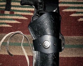 Cowboy Western Drop Holster Black Leather FITS Heritage Rough Rider Ruger Wrangler & Single Six Colt SAA 1873 Revolver