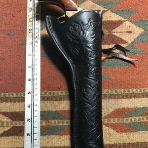 FITS Colt Uberti Pietta Traditions 1851 1861 Navy Black Leather 7.5 Slim Western Leather Holster Acorn Leaf