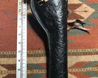 Pasuje do Colt Uberti Pietta Traditions 1851 1861 Navy Black Leather 7.5 Slim Western Leather Holster Acorn Leaf