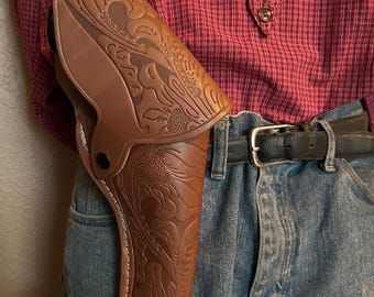 Funda con solapa de cuero occidental para marco grande S&W modelo 25 27 28 29 625 627 629 Colt Anaconda Ruger Redhawk +