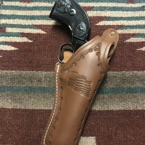 Leather Field Holster FITS Heritage Rough Rider Ruger Single Six & Wrangler Uberti Stallion w USA Flag