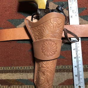 Western Leather Holster Fits: Ruger Vaquero Uberti Cattleman Colt SAA EMF Pietta Chiappa 1873 Single Action Revolvers