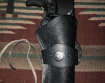 FITS Heritage Rough Rider Ruger Wrangler & Single Six Revolver Western Drop Holster Black Leather