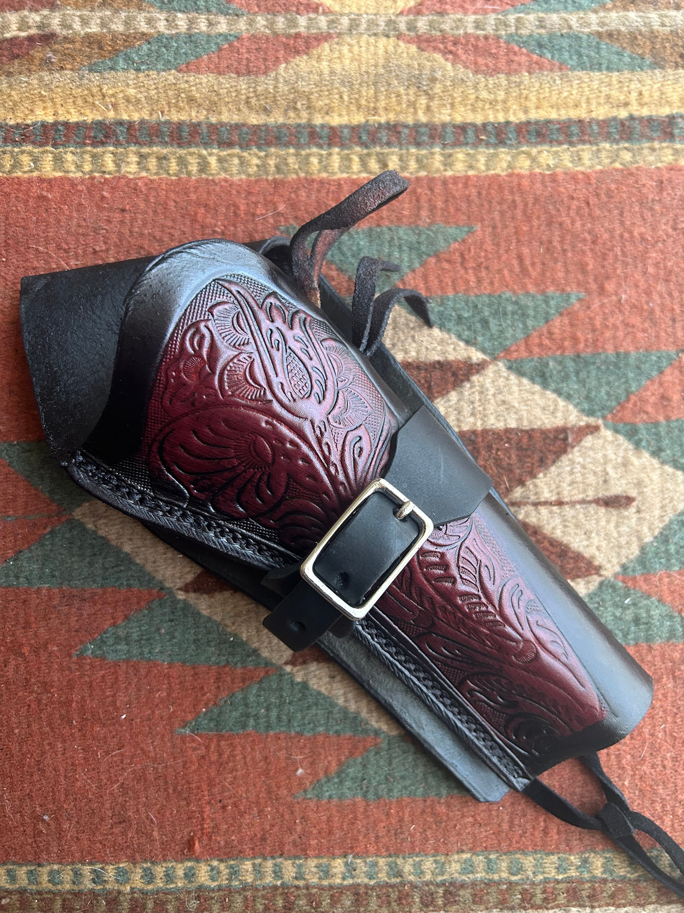 Cowboy Western Leather Cross Draw Fast Draw Holster Fits Colt SAA 1873 Uberti Cimarron Pietta Ruger Vaquero w Floral Scroll