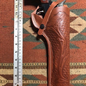 FITS Ruger Blackhawk Western Tanned Leather Field Holster USA Made Floral Scroll *4.62/5.5/6.5/7.5&quot; Available