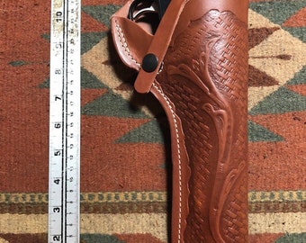 FITS Ruger Blackhawk Western Tanned Leather Field Holster USA Made Floral Scroll *4.62/5.5/6.5/7.5" Available
