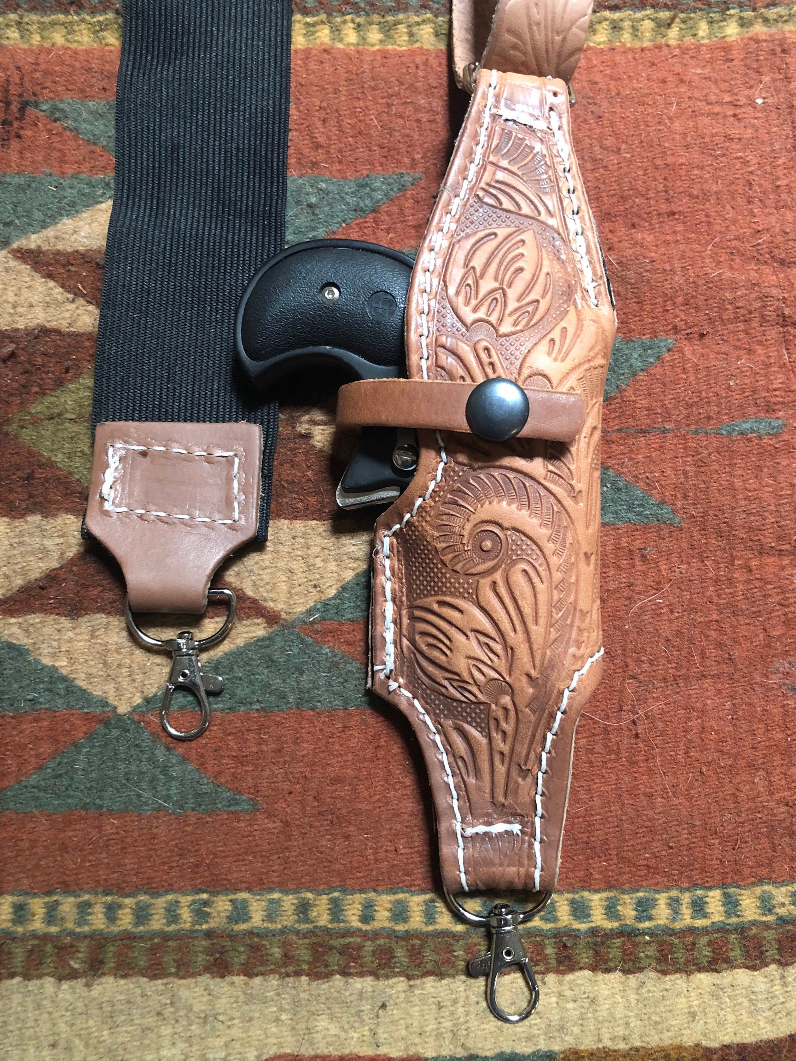 Leather Suspenders w/ Derringer Holster Fits Cobra Arms Etsy