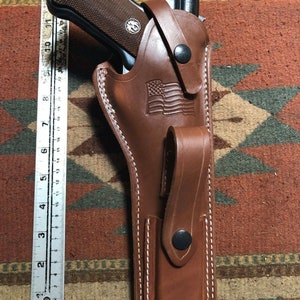 Ruger Mark I II III IV Tanned Leather Holster w Magazine Pouch Mk & Standard 4.75, 5.5, 6, 6.88 Barrels image 3