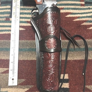 Western Drop Holster Floral Scroll Fits 7.5&quot; Barrel Colt SAA Ruger Vaquero & Blackhawk Uberti Horseman