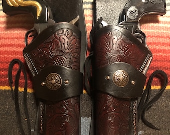 Western Matching Left & Right Hand Drop Holsters Fit Ruger Wrangler Heritage Rough Rider Colt SAA Pietta 1873