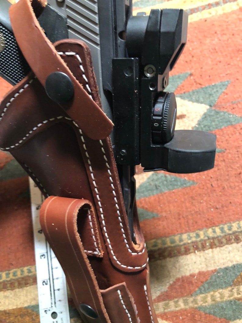 Hölster i garvat läder med reservficka passar Ruger Mark Mk II III IV 22-w sikte bild 3