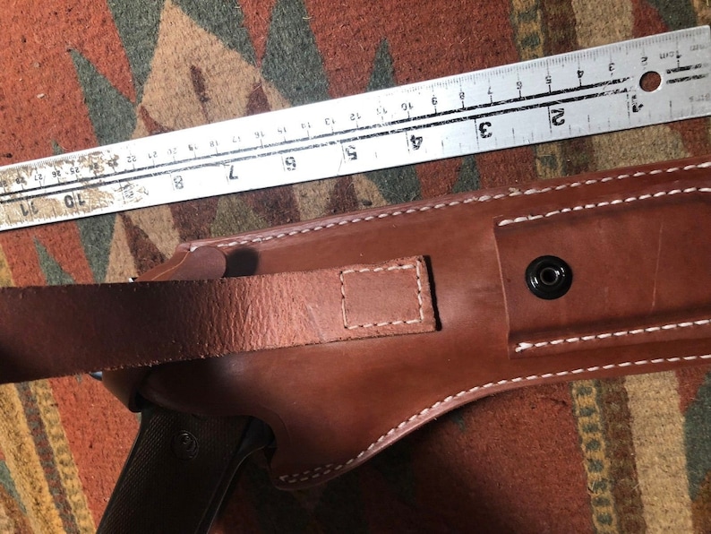 Funda de cuero curtido Ruger Mark I II III IV con portacargador, cañones Mk y estándar de 4,75, 5,5, 6 y 6,88 imagen 4