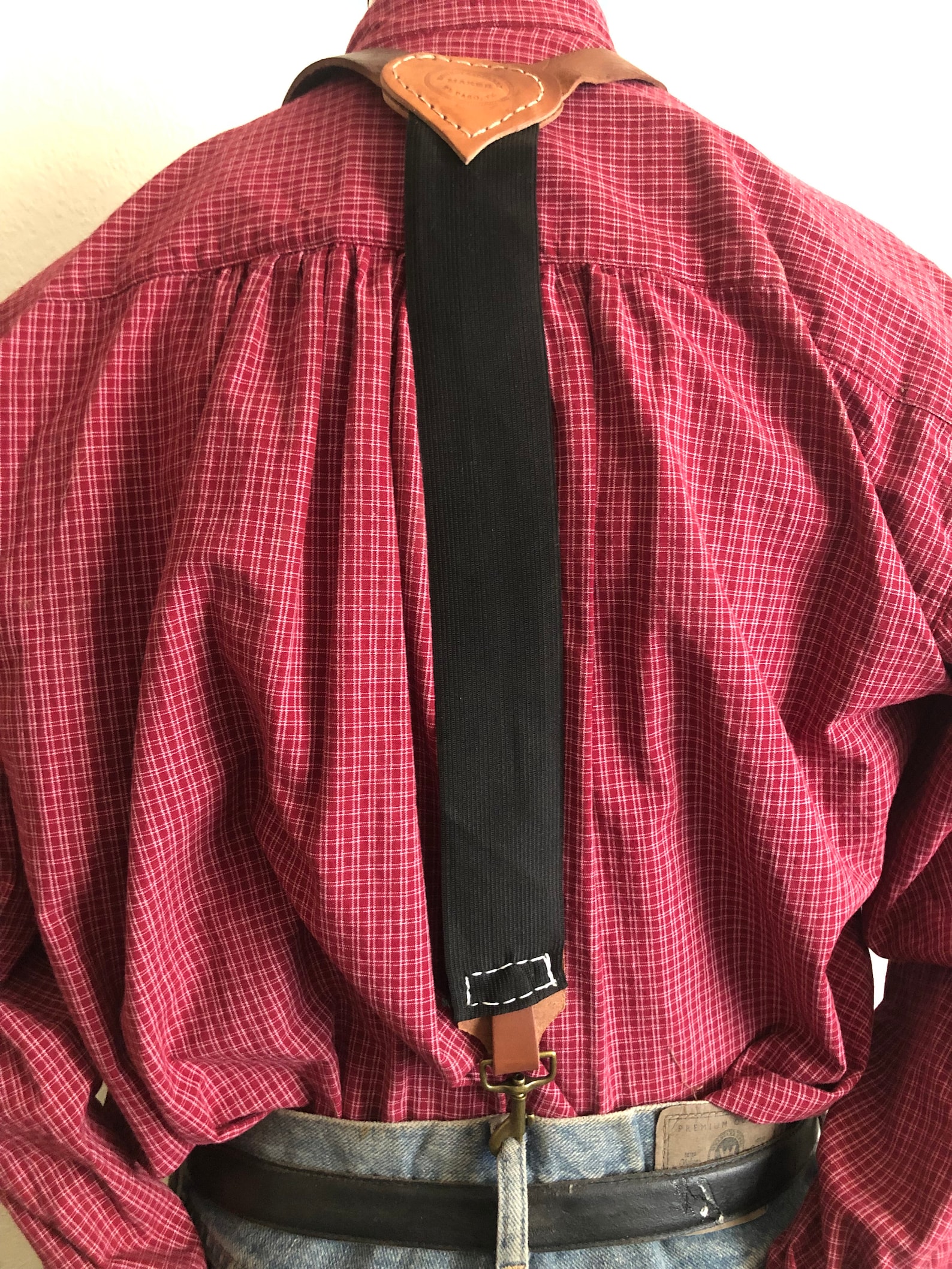 Leather Suspenders W/ Derringer Holster Fits Bond Arms Derringers With