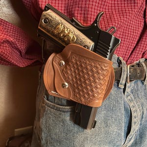 Veg Tanned Leather Yaqui Slide Holster Fits Colt Model 1911 & Clones Kimber Ruger Taurus Springfield RIA ATI STI