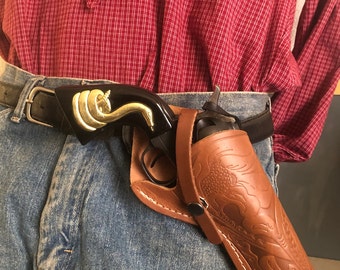 Western Cross Draw Holster Fits Colt SAA, Ruger Vaquero Uberti Cattleman EAA Bounty Hunter Diamonback Sidekick Pietta 1873 w Retention Strap
