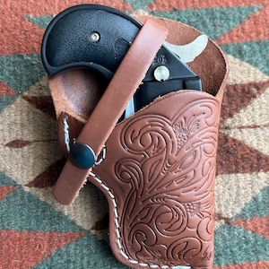 Leather Field Holster Fits the Cobra or American Derringer WITHOUT Trigger Guard 2.75&quot; to 3&quot; Barrel