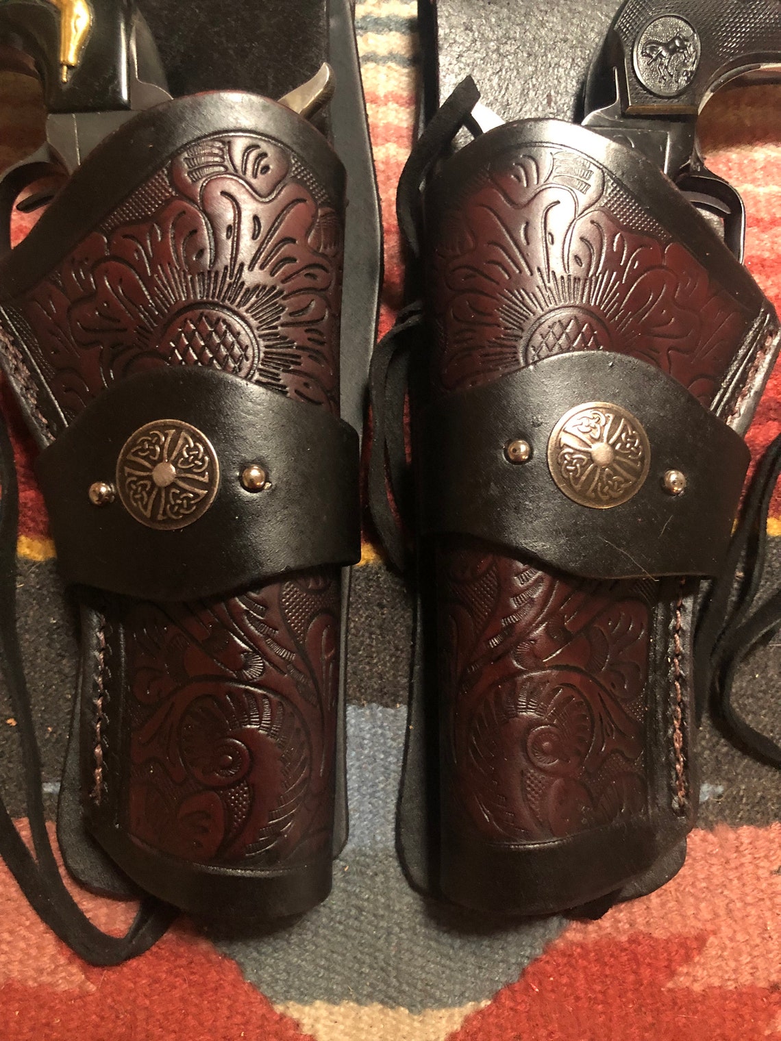 Western Matching Left & Right Hand Drop Holsters Fit Ruger Wrangler ...