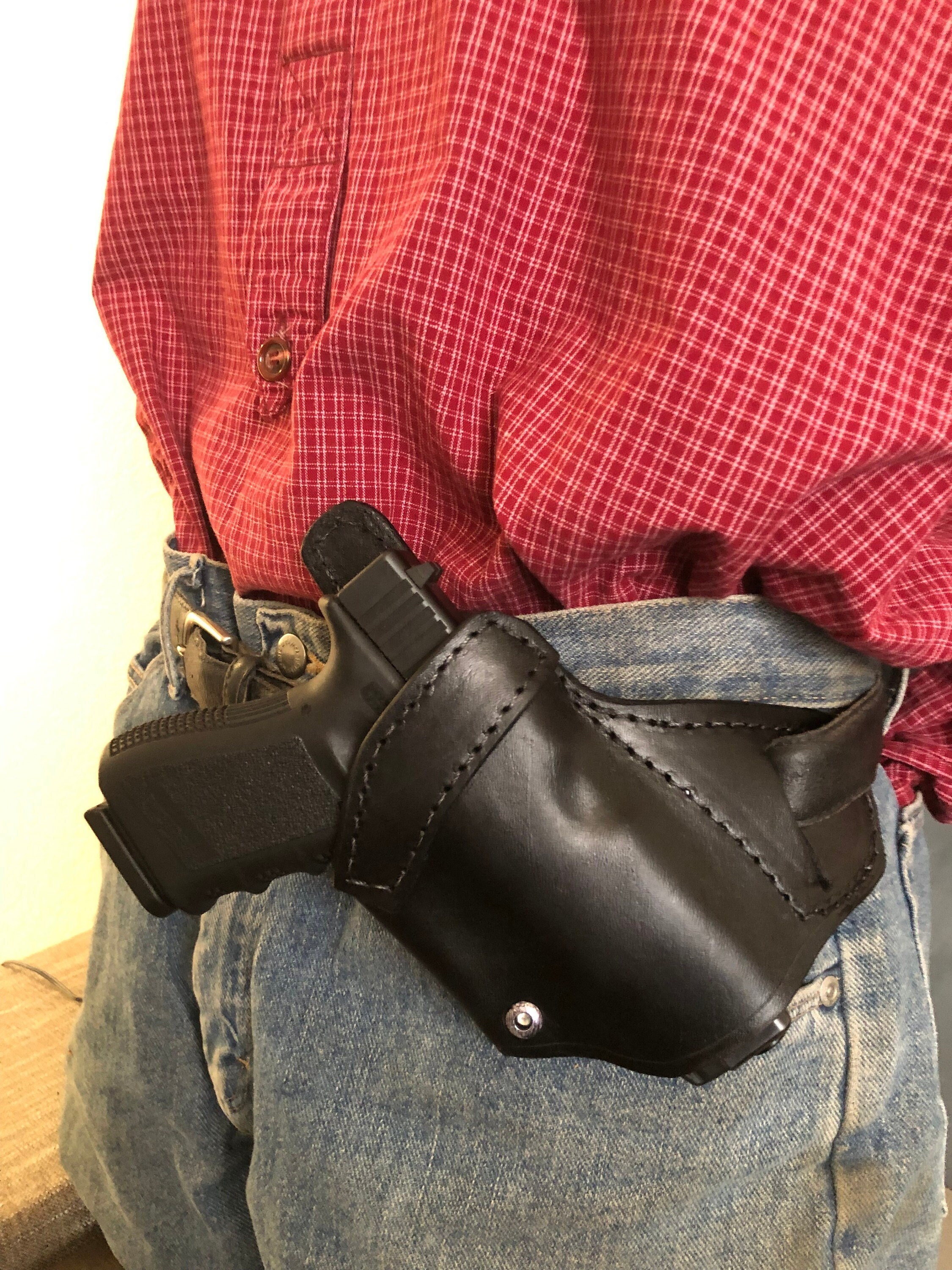 Leather Open Top Cross Draw Holster Fits Glock 17 19 22 23 45 48