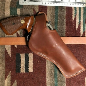 FITS Colt Python / King Cobra, S&W M 19 66 586 686, Ruger GP100, Taurus M 66 / 627 4&quot; Two Position Leather Holster Cross Draw + Strong Side
