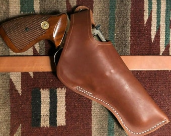 FITS Colt Python / King Cobra, S&W M 19 66 586 686, Ruger GP100, Taurus M 66 / 627 4&quot; Two Position Leather Holster Cross Draw + Strong Side
