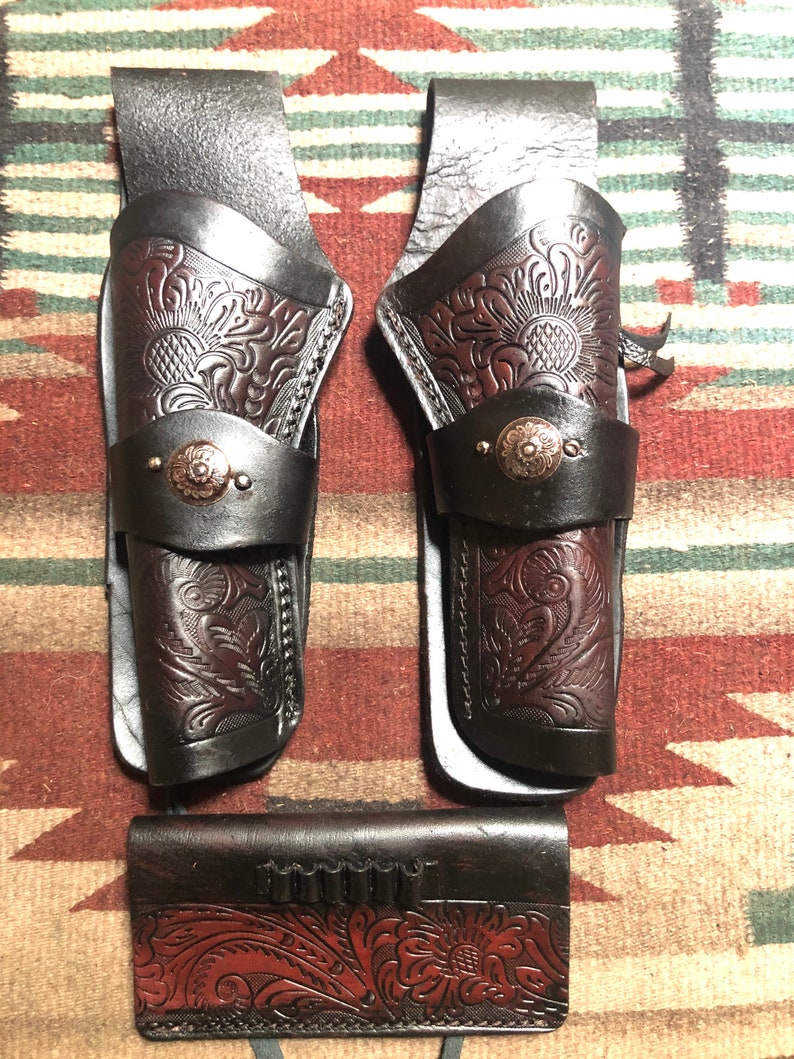 Western Matching Left & Right Hand Drop Holsters W Ammo - Etsy