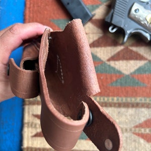 Leather Thumb Break Holster with Spare Pouch Fits Colt Springfield Ruger Remington RIA ATI Citadel Sig Taurus Model 1911 image 9