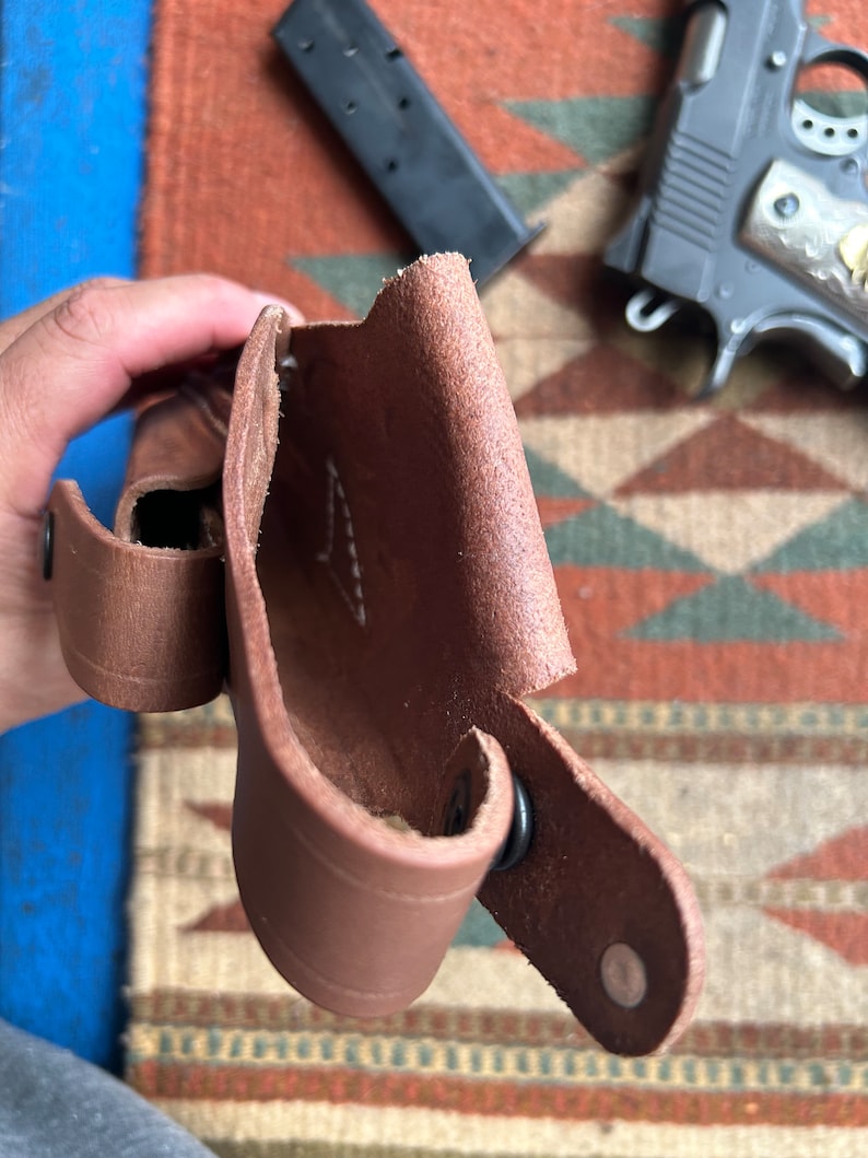 Leather Thumb Break Holster with Spare Pouch Fits Colt Springfield Ruger Remington RIA ATI Citadel Sig Taurus Model 1911 image 9