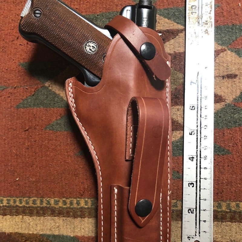 Ruger Mark I II III IV Tanned Leather Holster w Magazine Pouch Mk & Standard 4.75, 5.5, 6, 6.88 Barrels